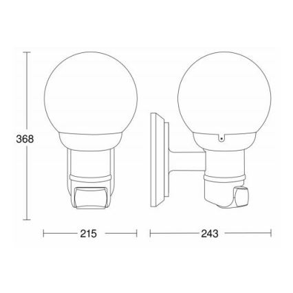 STEINEL 634216 - L 560 S Venkovní senzorová nástěnná lampa černá IP44