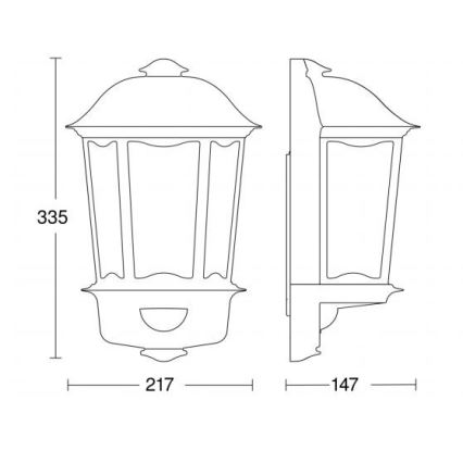 Steinel 644512 - Venkovní nástěnné svítidlo se senzorem L 190 S 1xE27/100W/230V IP44