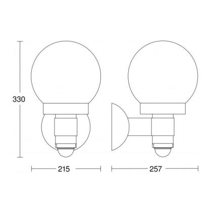 Steinel 657413 - Venkovní senzorové nástěnné svítidlo L 115 S 1xE27/60W/230V IP44