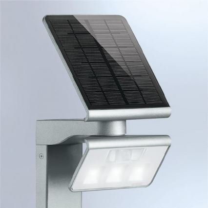 STEINEL 671211 - Solární senzorový LED reflektor XSolar GL-S 0,5W/LED stříbrná IP44