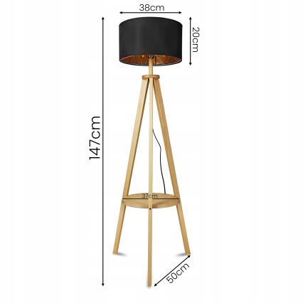 Stojací lampa 1xE27/40W/230V černá