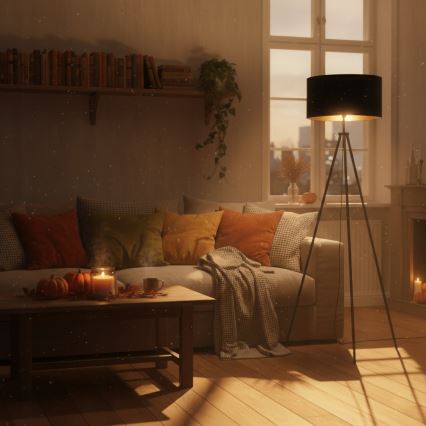 Stojací lampa 1xE27/40W/230V černá