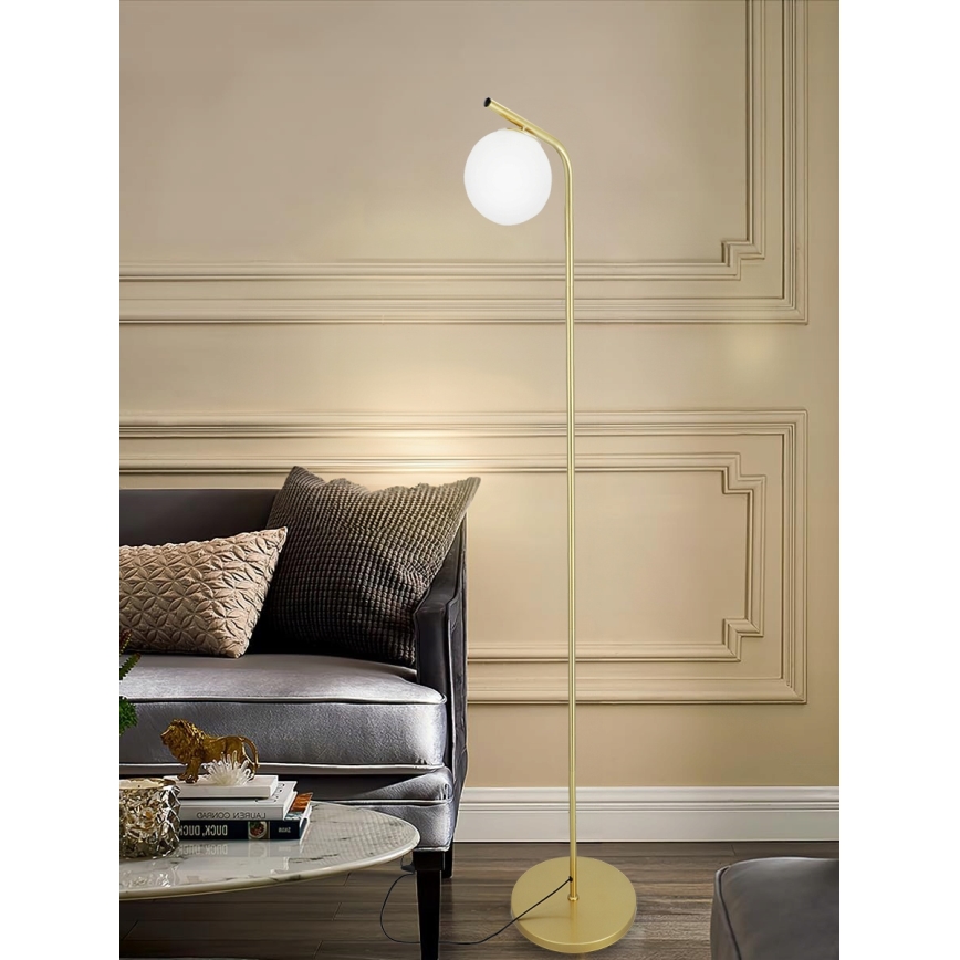 Stojací lampa 1xE27/40W/230V zlatá/bílá