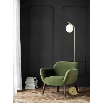 Stojací lampa 1xG9/40W/230V zlatá/bílá