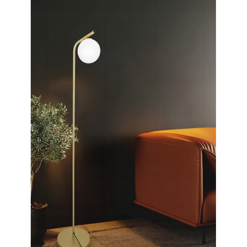 Stojací lampa 1xG9/40W/230V zlatá/bílá