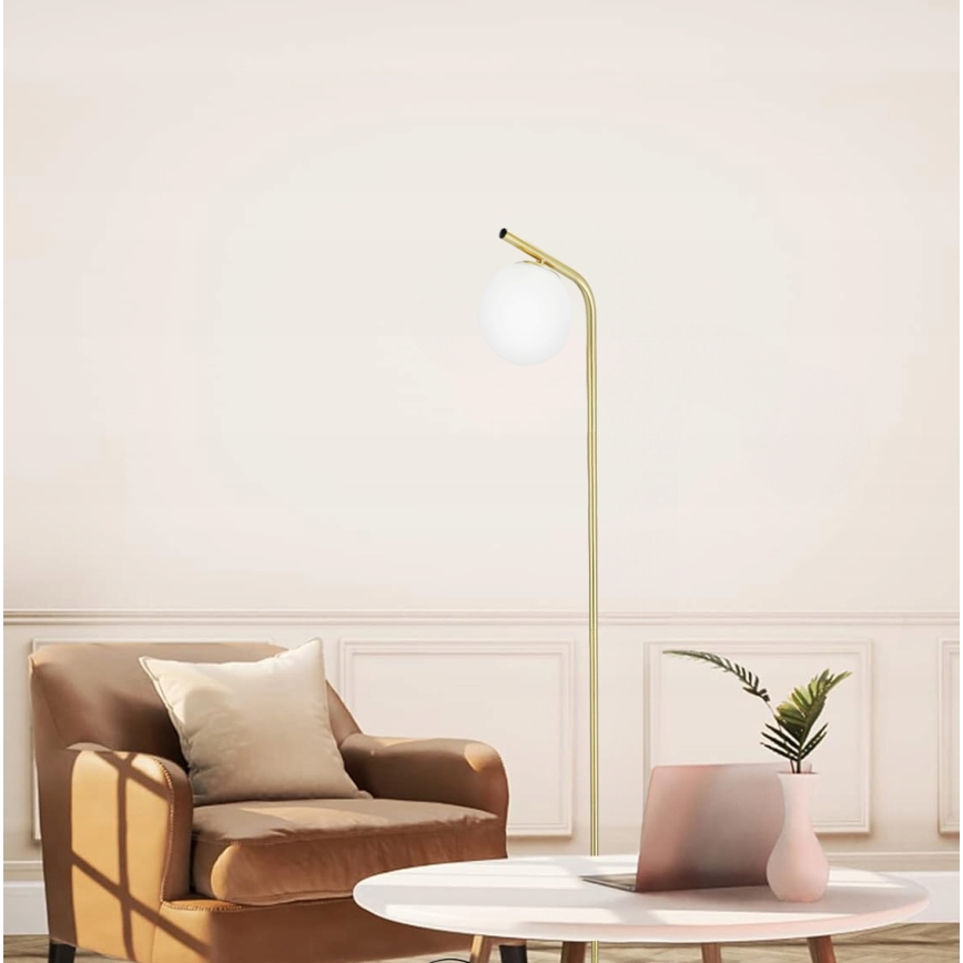 Stojací lampa 1xG9/40W/230V zlatá/bílá
