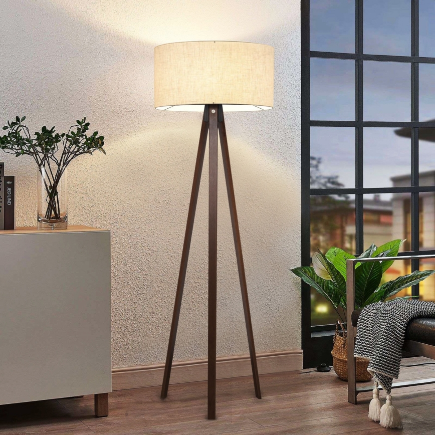 Stojací lampa AYD 1xE27/40W/230V béžová/hnědá