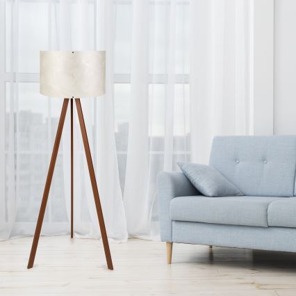 Stojací lampa AYD 1xE27/40W/230V bílá/hnědá