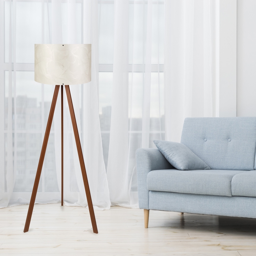 Stojací lampa AYD 1xE27/40W/230V bílá/hnědá