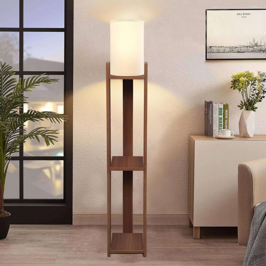 Stojací lampa AYD 1xE27/40W/230V hnědá/krémová