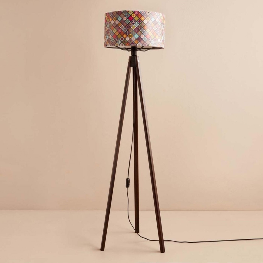 Stojací lampa AYD 1xE27/40W/230V hnědá/pestrobarevná