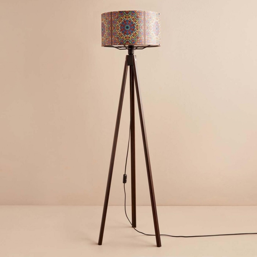 Stojací lampa AYD 1xE27/40W/230V hnědá/pestrobarevná