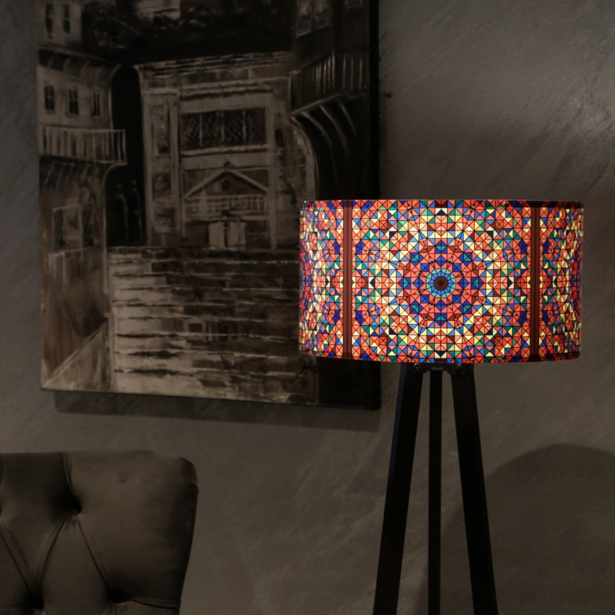 Stojací lampa AYD 1xE27/40W/230V hnědá/pestrobarevná