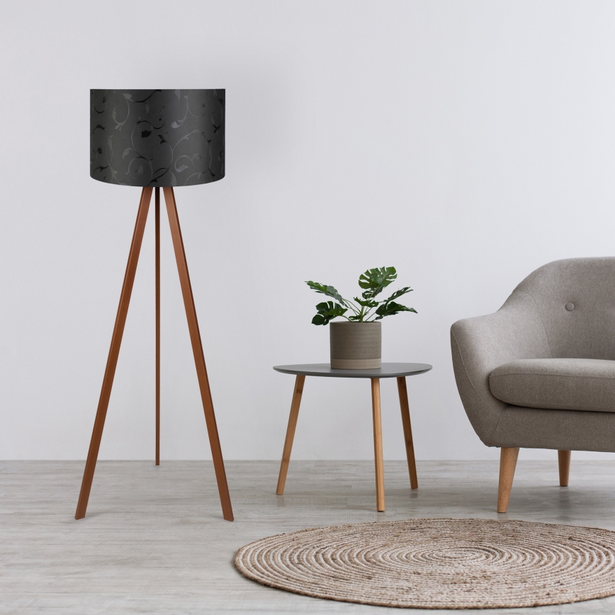 Stojací lampa AYD 1xE27/60W/230V černá/hnědá