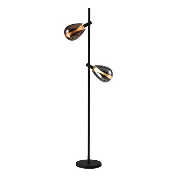 Stojací lampa DENSO 2xG9/5W/230V černý chrom/měděná