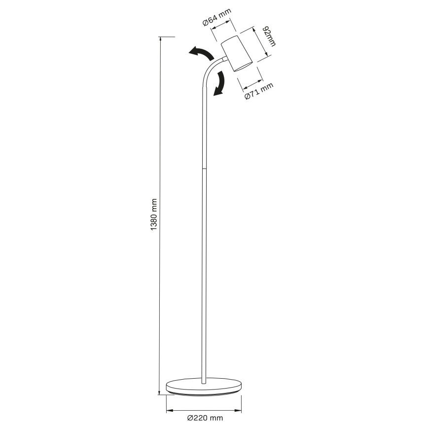 Stojací lampa FELIX 1xGU10/9W/230V černá