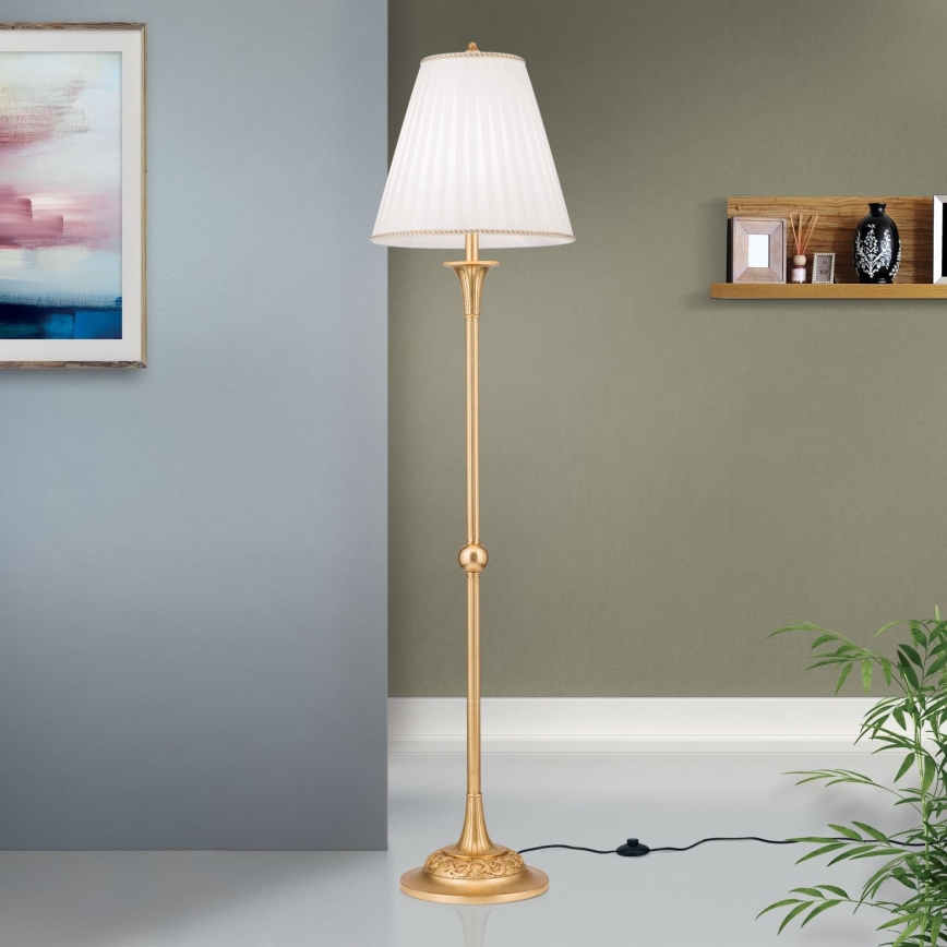 Stojací lampa FONSA 1xE27/60W/230V bílá/zlatá