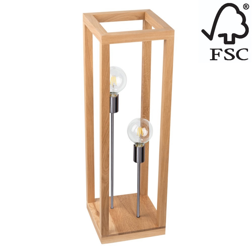 Stojací lampa KAGO 2xE27/60W/230V matný dub – FSC certifikováno