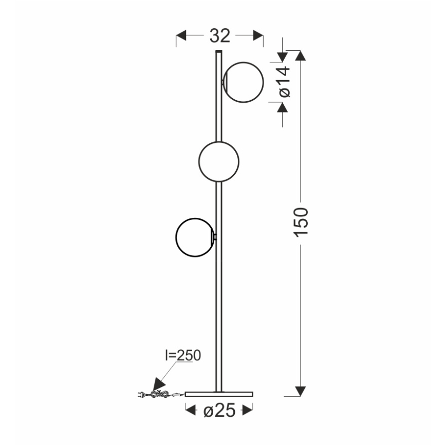 Stojací lampa KAMA 3xG9/28W/230V černá/kouřová černá