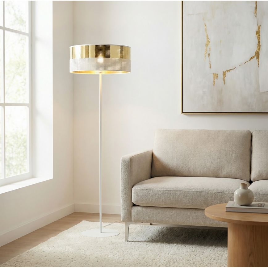 Stojací lampa LUX 1xE27/15W/230V bílá/zlatá