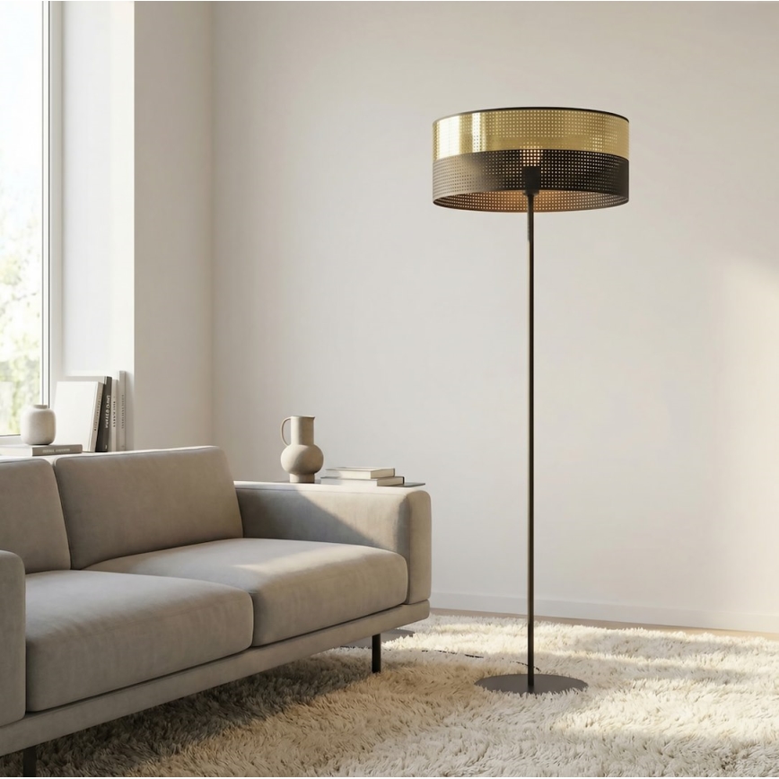 Stojací lampa LUX 1xE27/15W/230V černá/zlatá