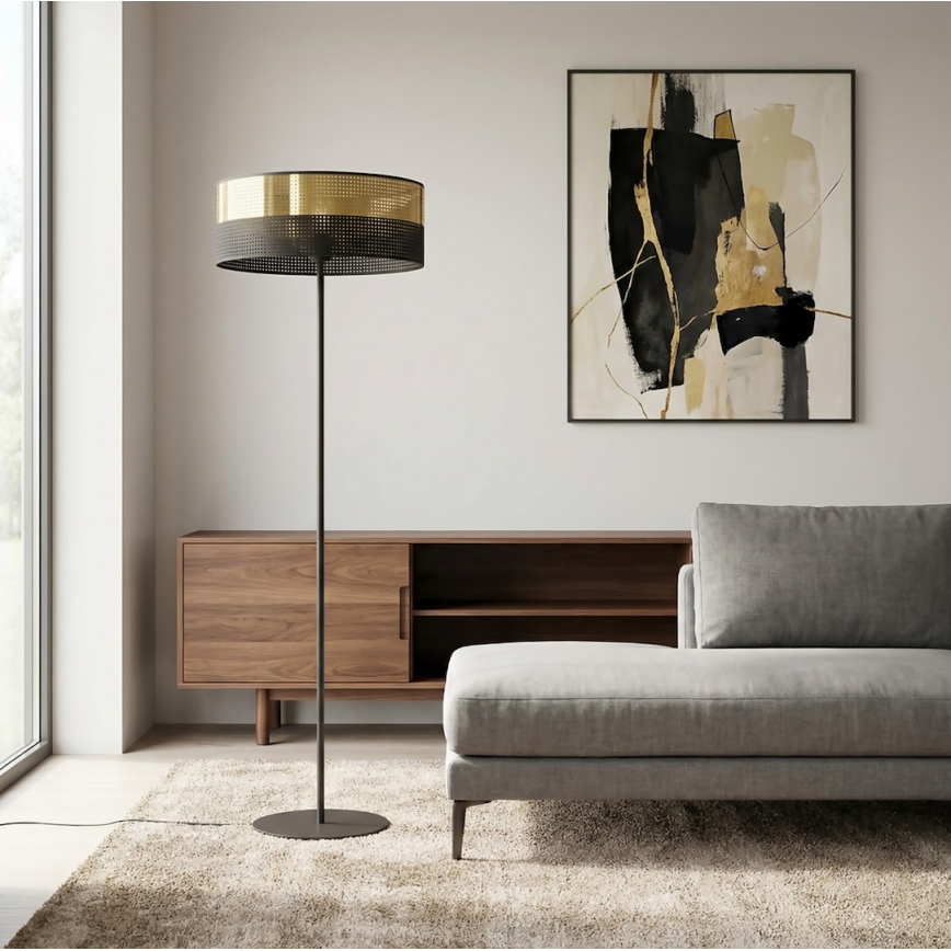 Stojací lampa LUX 1xE27/15W/230V černá/zlatá