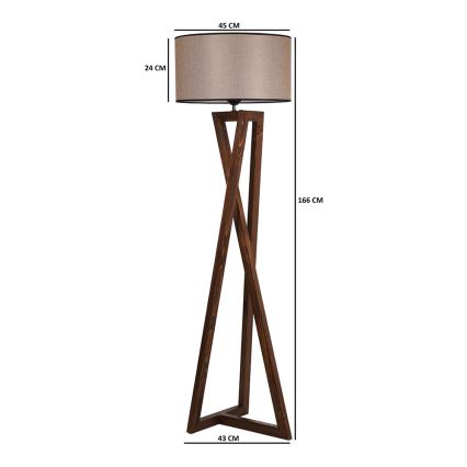 Stojací lampa MACKA 1xE27/60W/230V béžová/hnědá