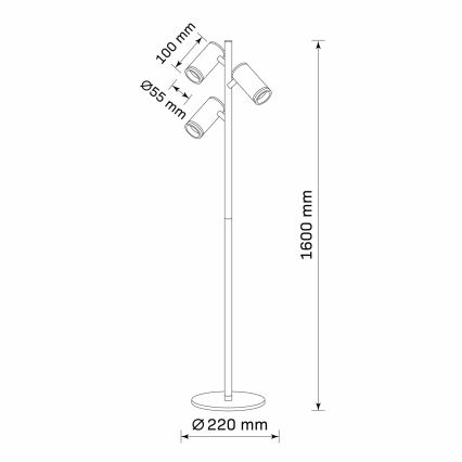 Stojací lampa PARIS 3xGU10/12W/230V černá