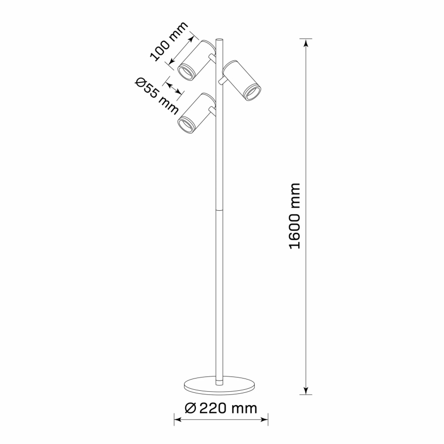 Stojací lampa PARIS 3xGU10/12W/230V černá
