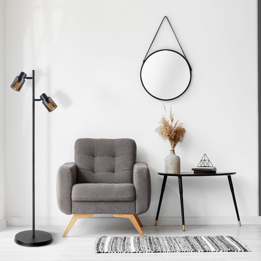 Stojací lampa REBECCA 2xE14/8W/230V černá/kouřová