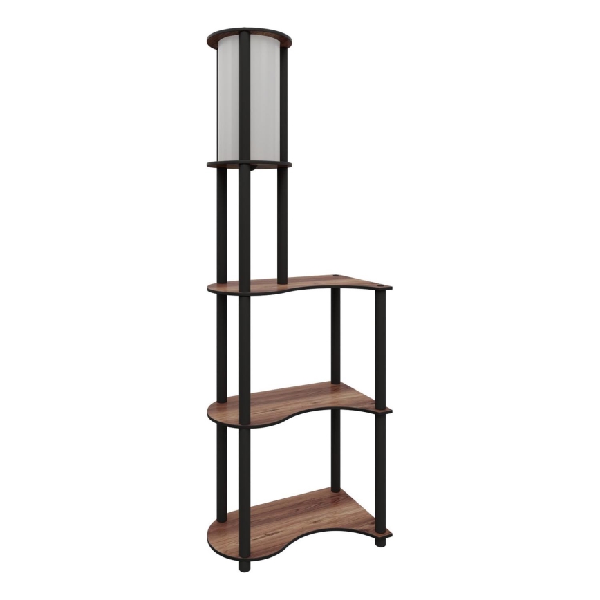 Stojací lampa s poličkami 1xE27/40W/230V 140 cm černá/hnědá