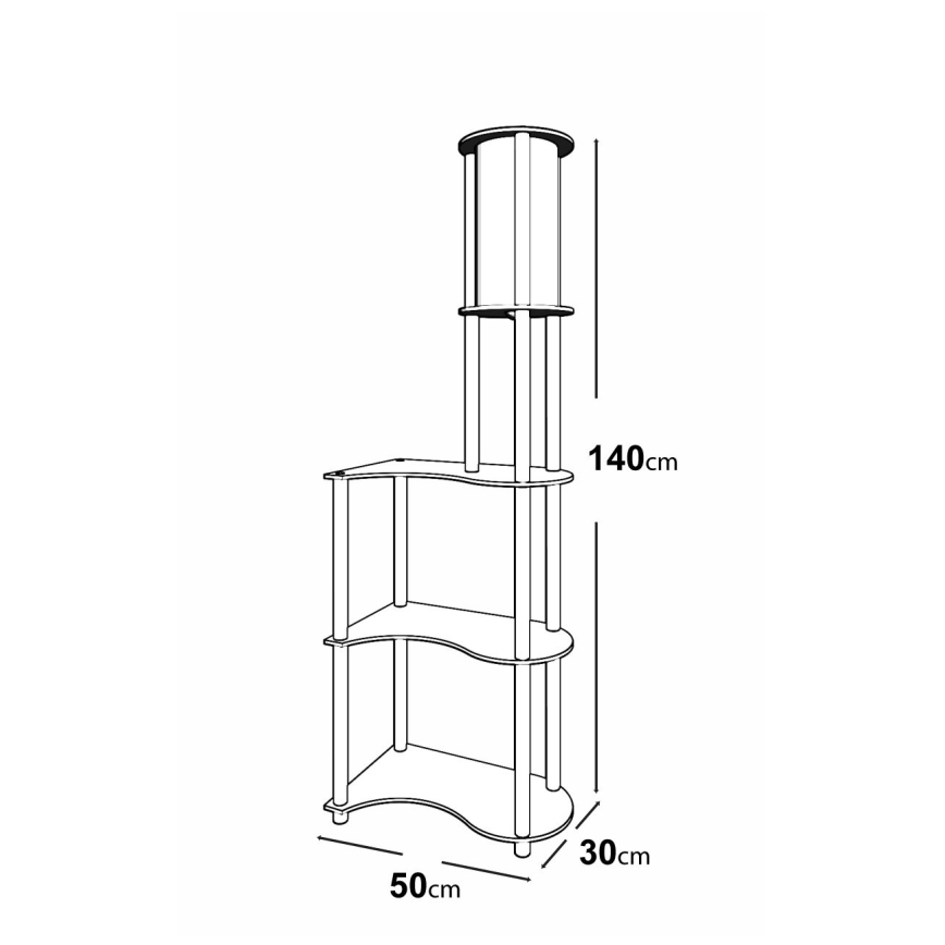 Stojací lampa s poličkami 1xE27/40W/230V 140 cm černá/hnědá