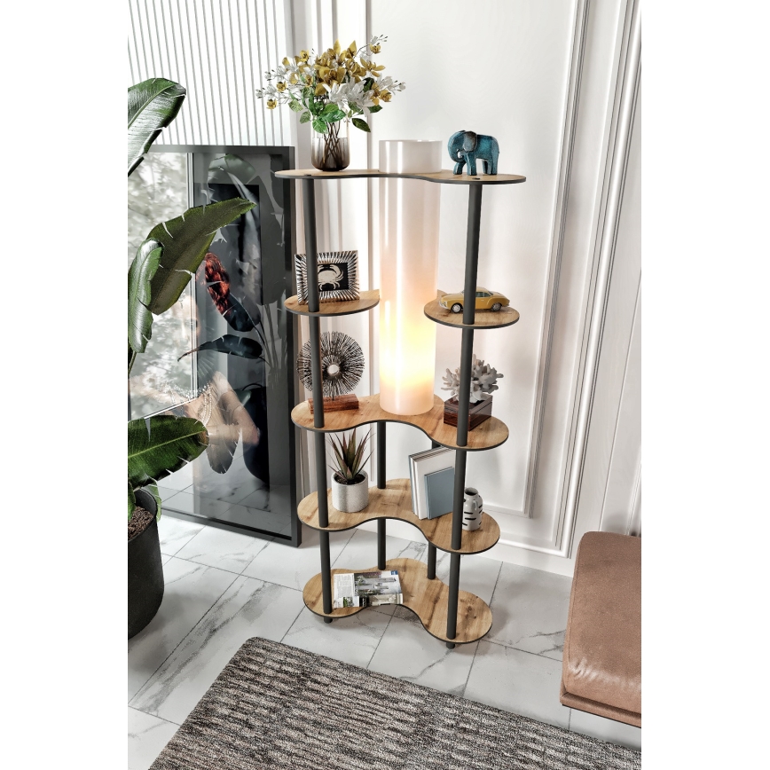 Stojací lampa s poličkami 1xE27/40W/230V 150 cm černá/béžová
