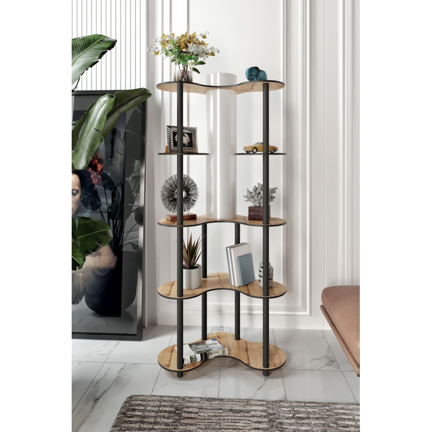 Stojací lampa s poličkami 1xE27/40W/230V 150 cm černá/béžová