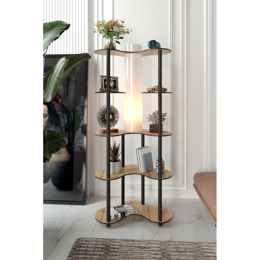 Stojací lampa s poličkami 1xE27/40W/230V 150 cm černá/béžová