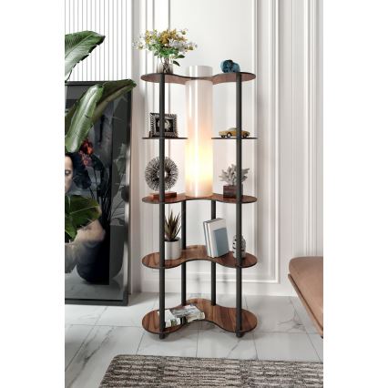 Stojací lampa s poličkami 1xE27/40W/230V 150 cm černá/hnědá