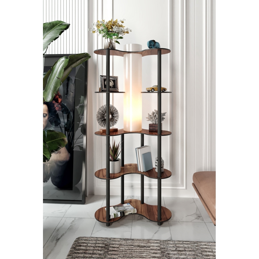 Stojací lampa s poličkami 1xE27/40W/230V 150 cm černá/hnědá