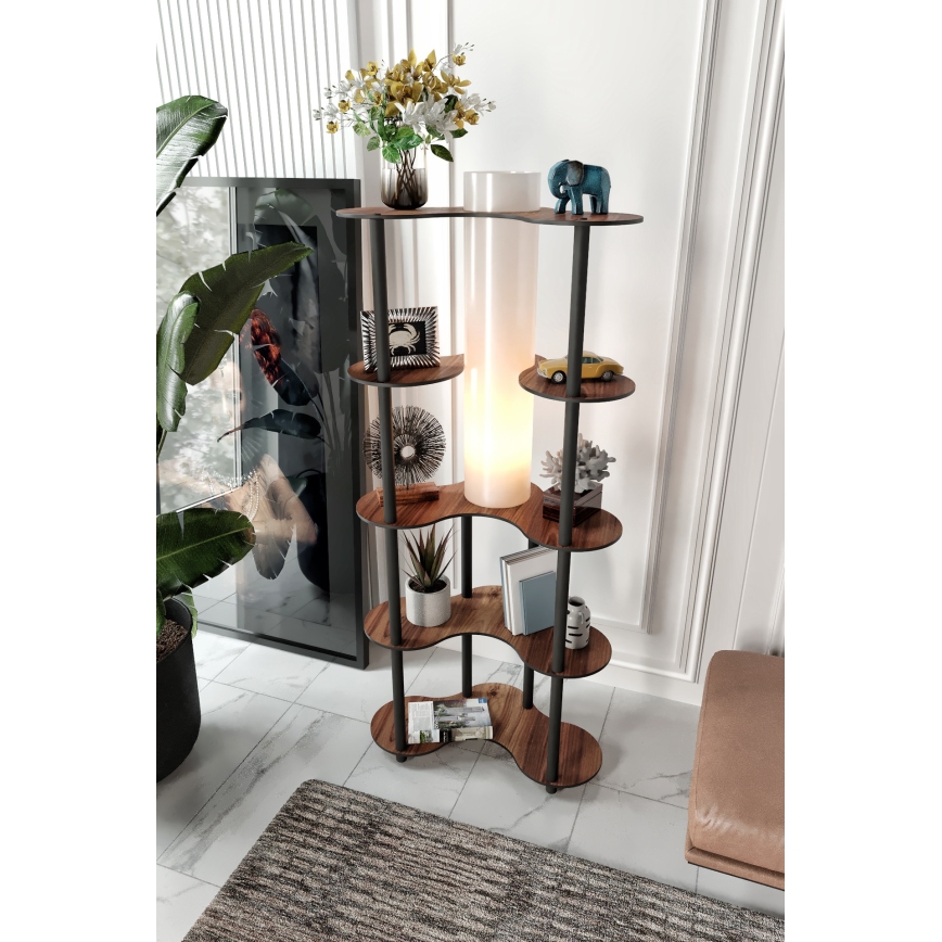 Stojací lampa s poličkami 1xE27/40W/230V 150 cm černá/hnědá