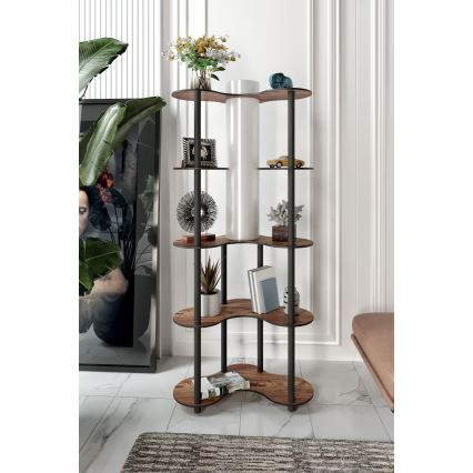Stojací lampa s poličkami 1xE27/40W/230V 150 cm černá/hnědá