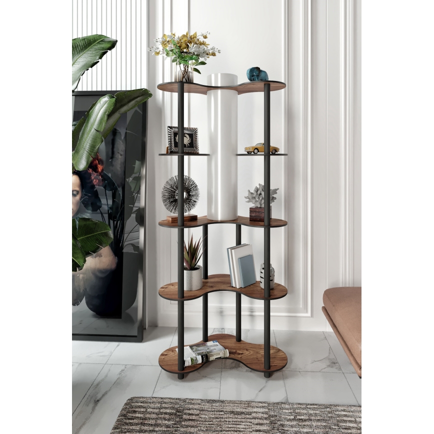 Stojací lampa s poličkami 1xE27/40W/230V 150 cm černá/hnědá