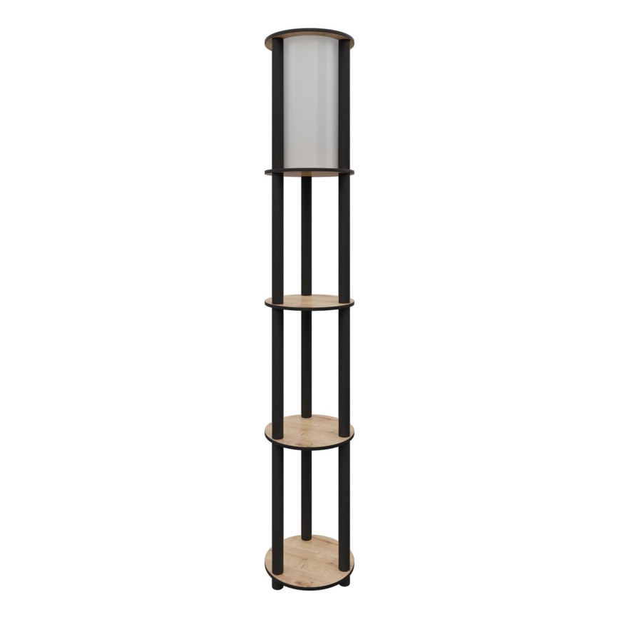 Stojací lampa s poličkami 1xE27/40W/230V 150 cm černá/hnědá