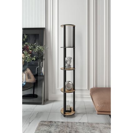 Stojací lampa s poličkami 1xE27/40W/230V 150 cm černá/hnědá