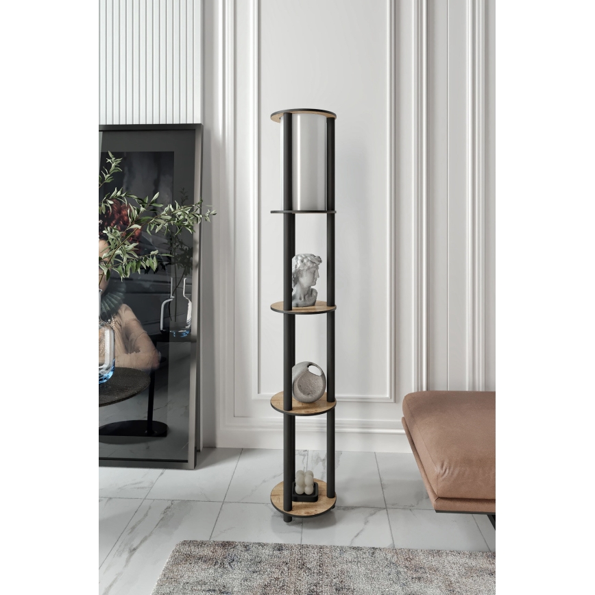 Stojací lampa s poličkami 1xE27/40W/230V 150 cm černá/hnědá