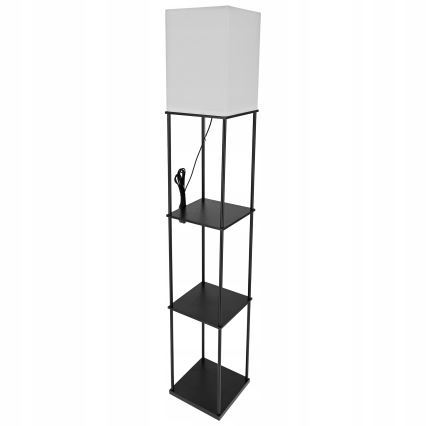 Stojací lampa s poličkami 1xE27/40W/230V černá/bílá