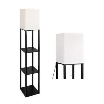 Stojací lampa s poličkami 1xE27/60W/230V černá/bílá