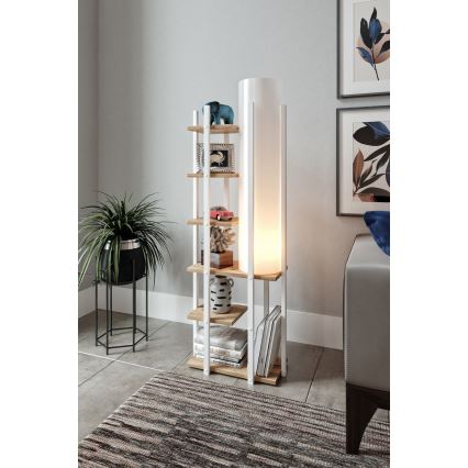 Stojací lampa s poličkami MODA DOR 1xE27/40W/230V bílá/hnědá