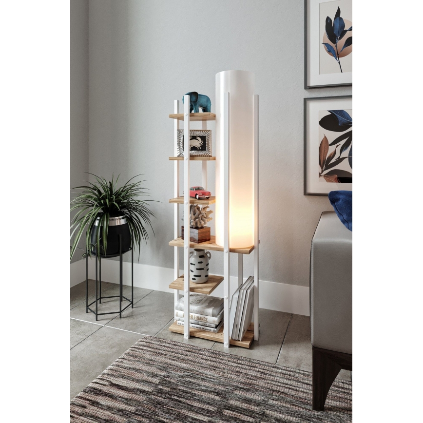 Stojací lampa s poličkami MODA DOR 1xE27/40W/230V bílá/hnědá