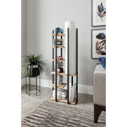 Stojací lampa s poličkami MODA DOR 1xE27/40W/230V černá/hnědá