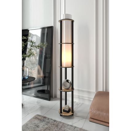 Stojací lampa s poličkami NOTO 1xE27/40W/230V béžová/černá