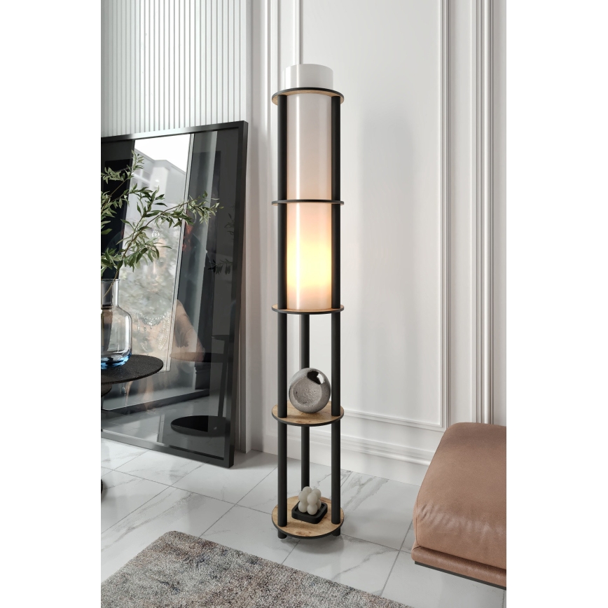 Stojací lampa s poličkami NOTO 1xE27/40W/230V béžová/černá